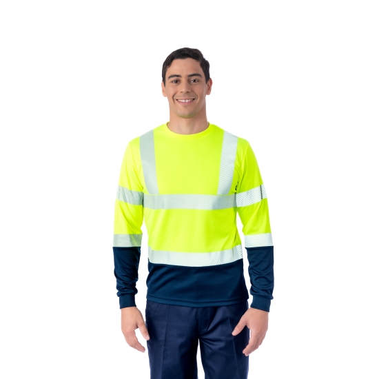 Remera alta visbilidad manga larga 100% Poliéster