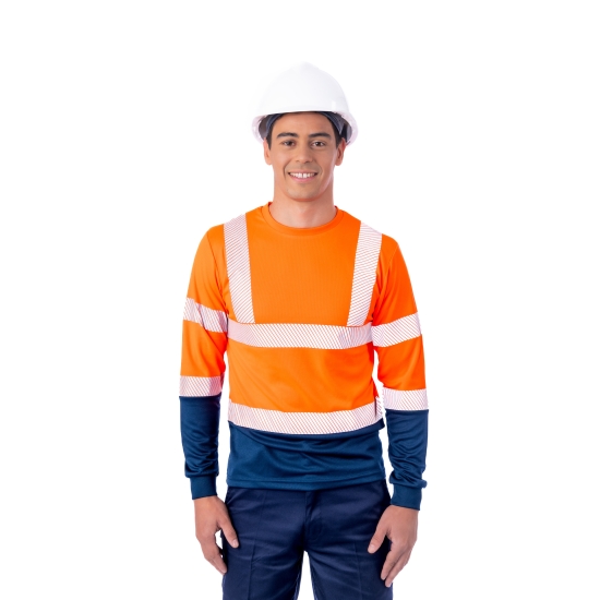 Remera alta visbilidad manga larga 100% Poliéster